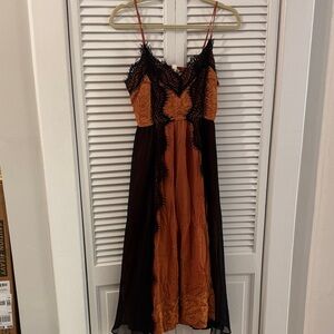 Stylish Black and Orange Lace Dress